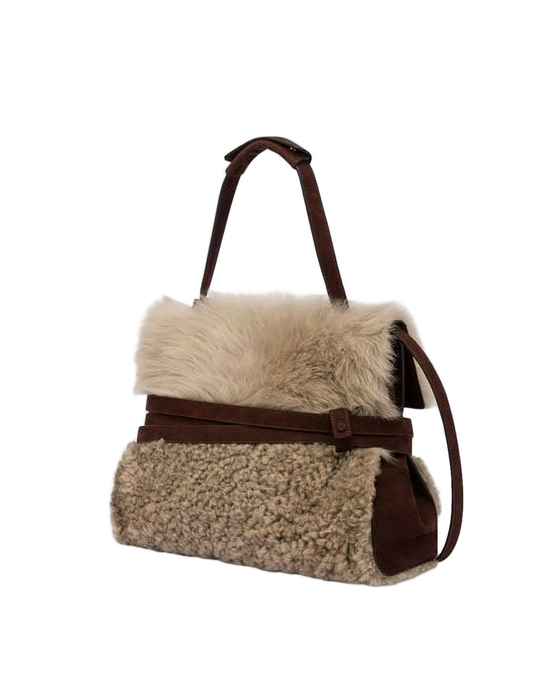 Curly Shearling Flap Shoulder Bag