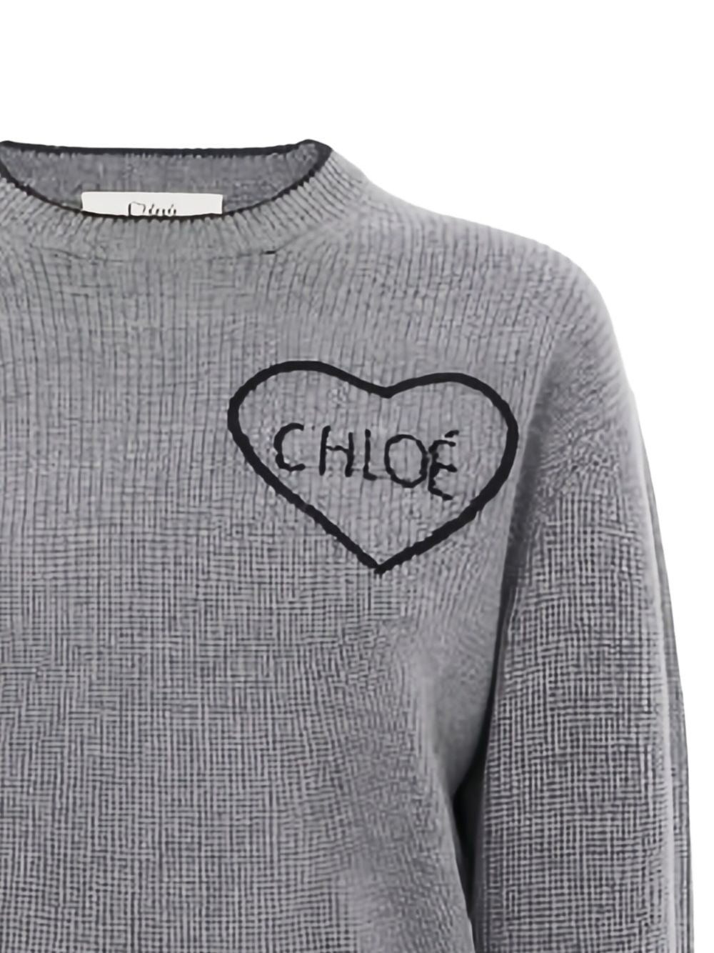 Ribbed Knit Sweater With Heart-Shaped Patch Detail