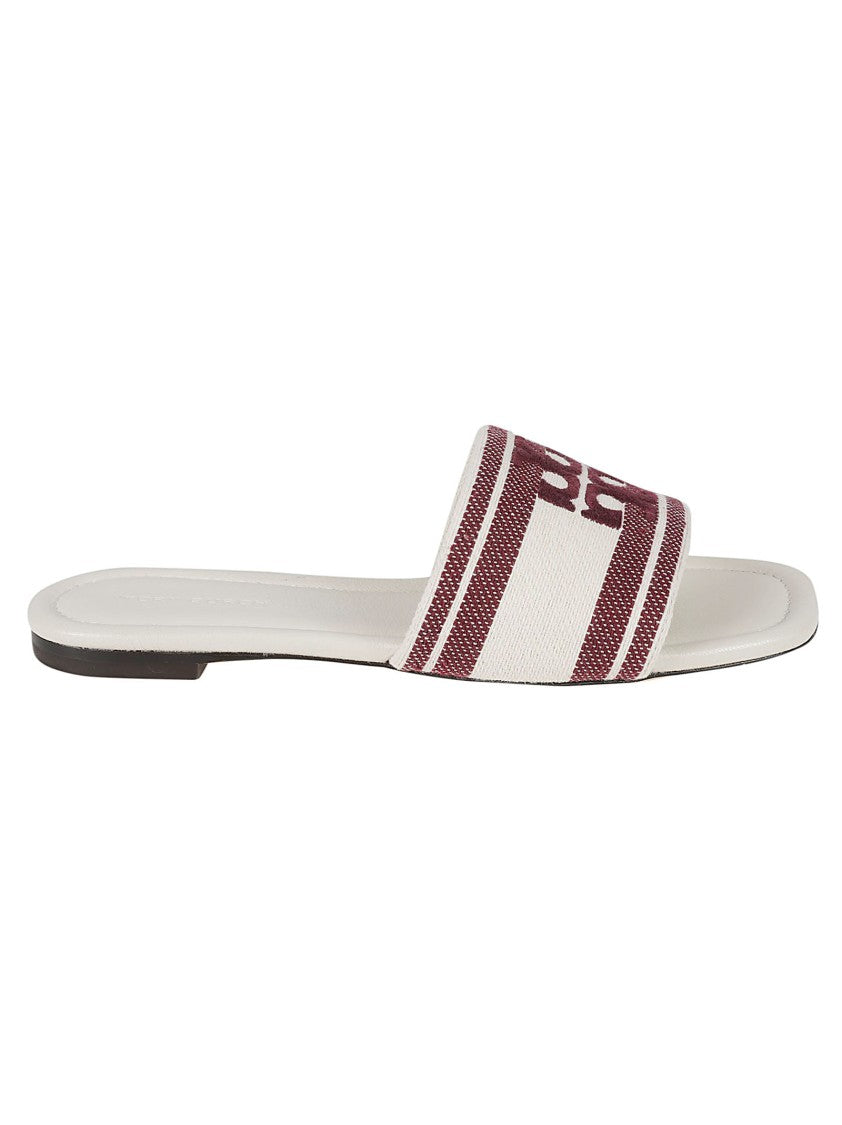 Open-Toe Sandals With Striped Logo Strap