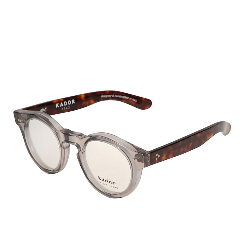 Mondo Round Transparent Grey Eyeglasses with Tortoiseshell Arms