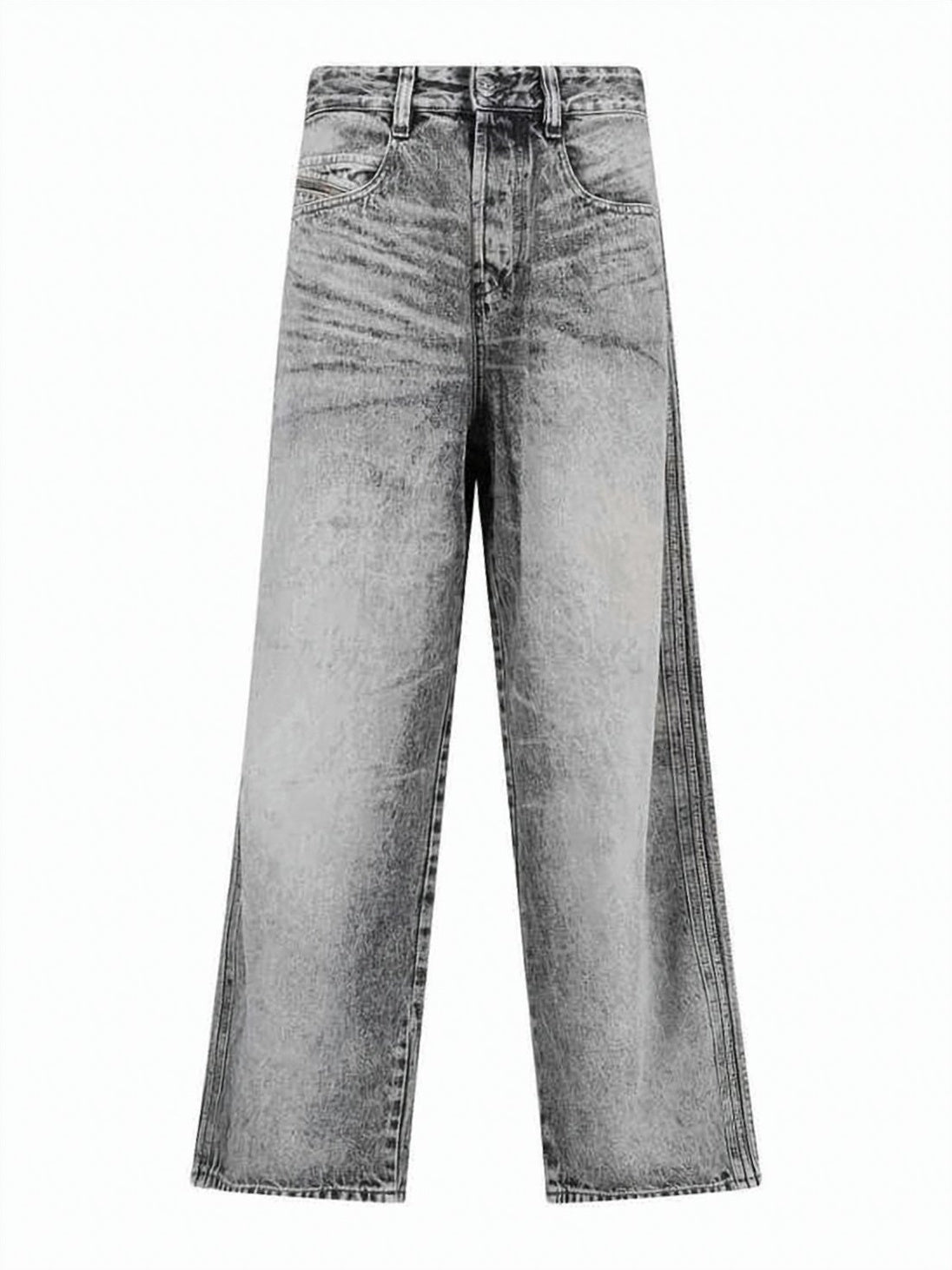 Washed Grey Relaxed-Fit Denim Pants with Classic Five-Pocket Design
