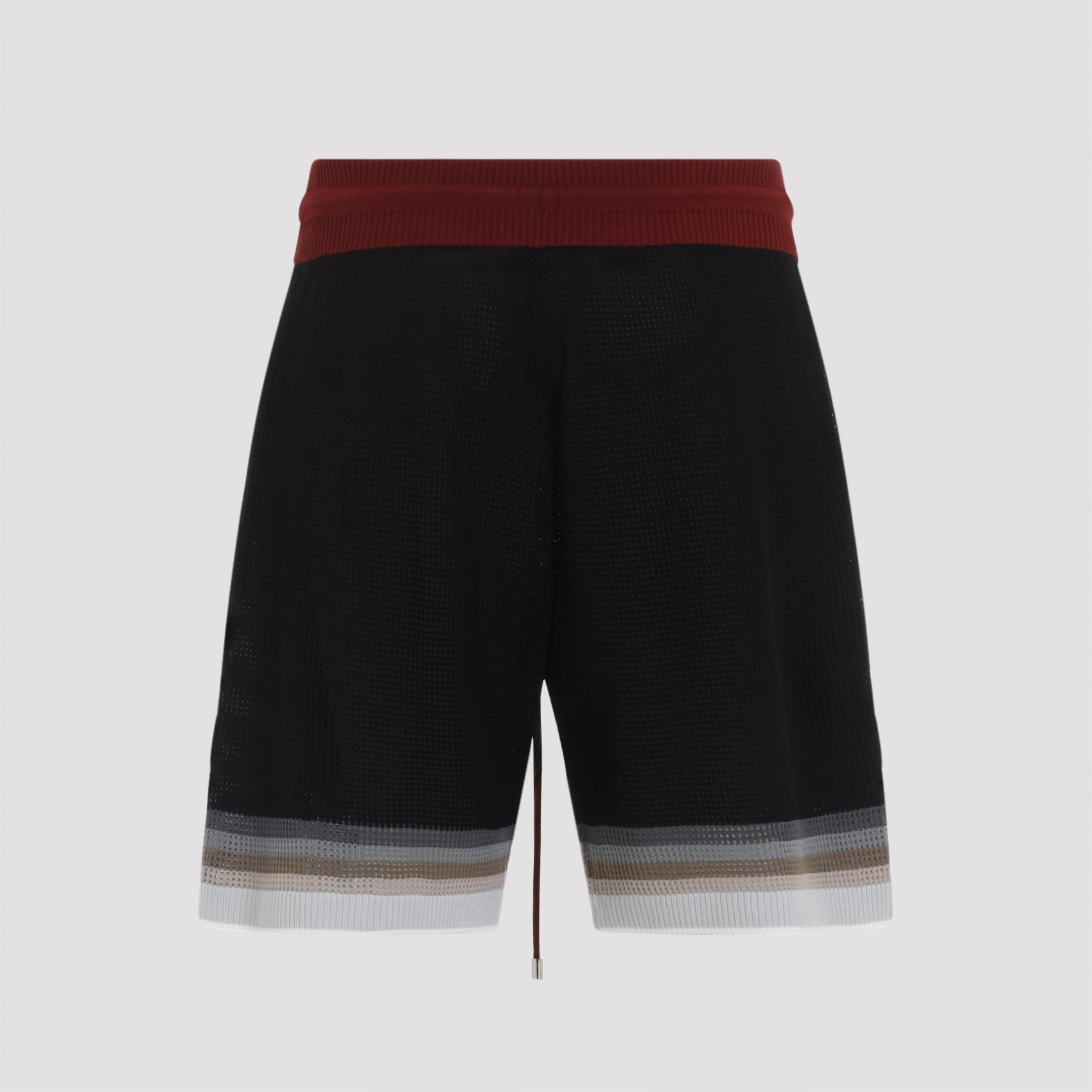 Textured Knit Bermuda Shorts With Contrasting Drawstring