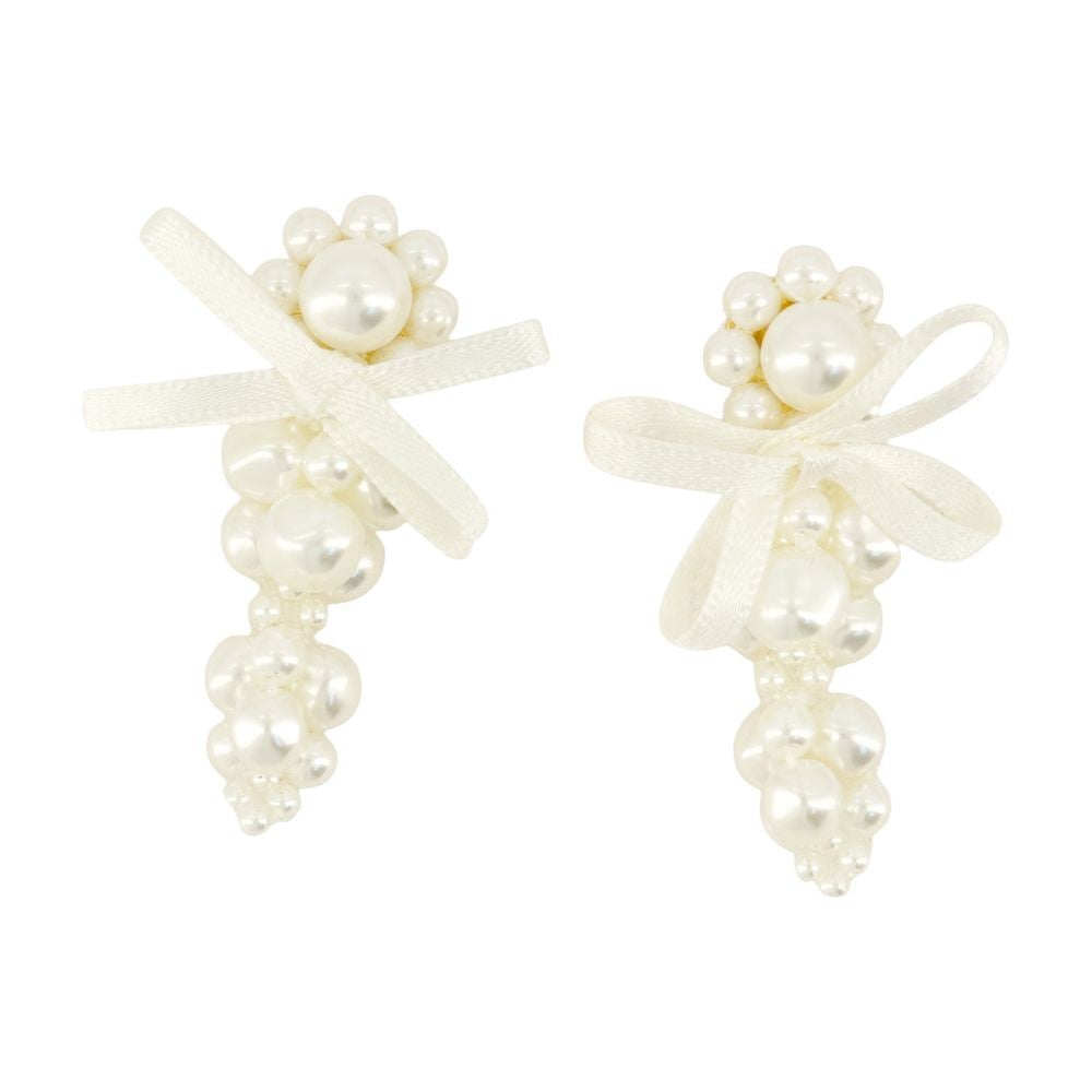 Petite Bow Earrings - Synthetic - White