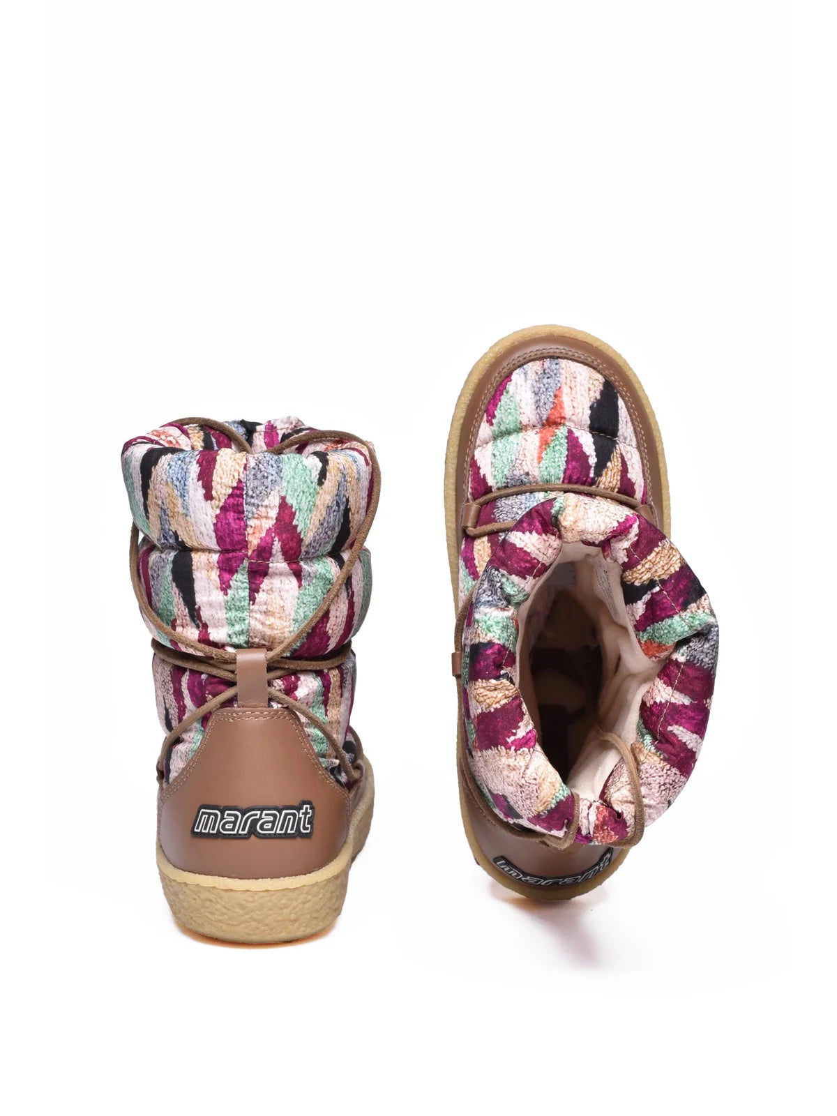Beige/Green Nylon Leather Women's Moon Boot