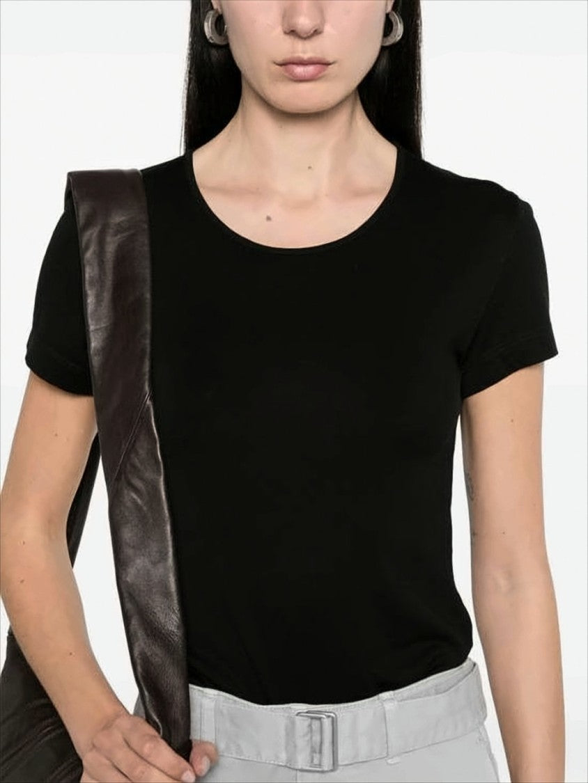 Fitted Short-Sleeve Cotton T-Shirt with Round Neckline