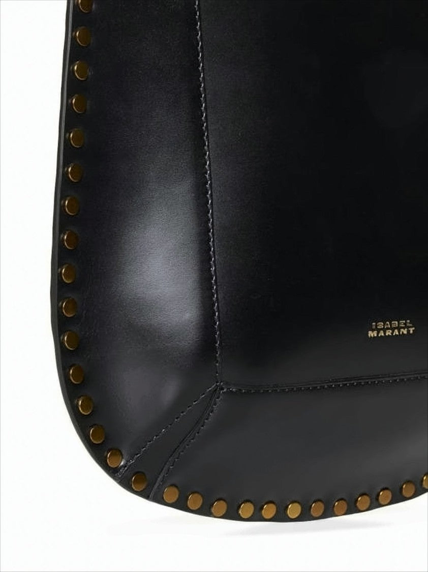 Structured Calf Leather Shoulder Bag with Metallic Studs