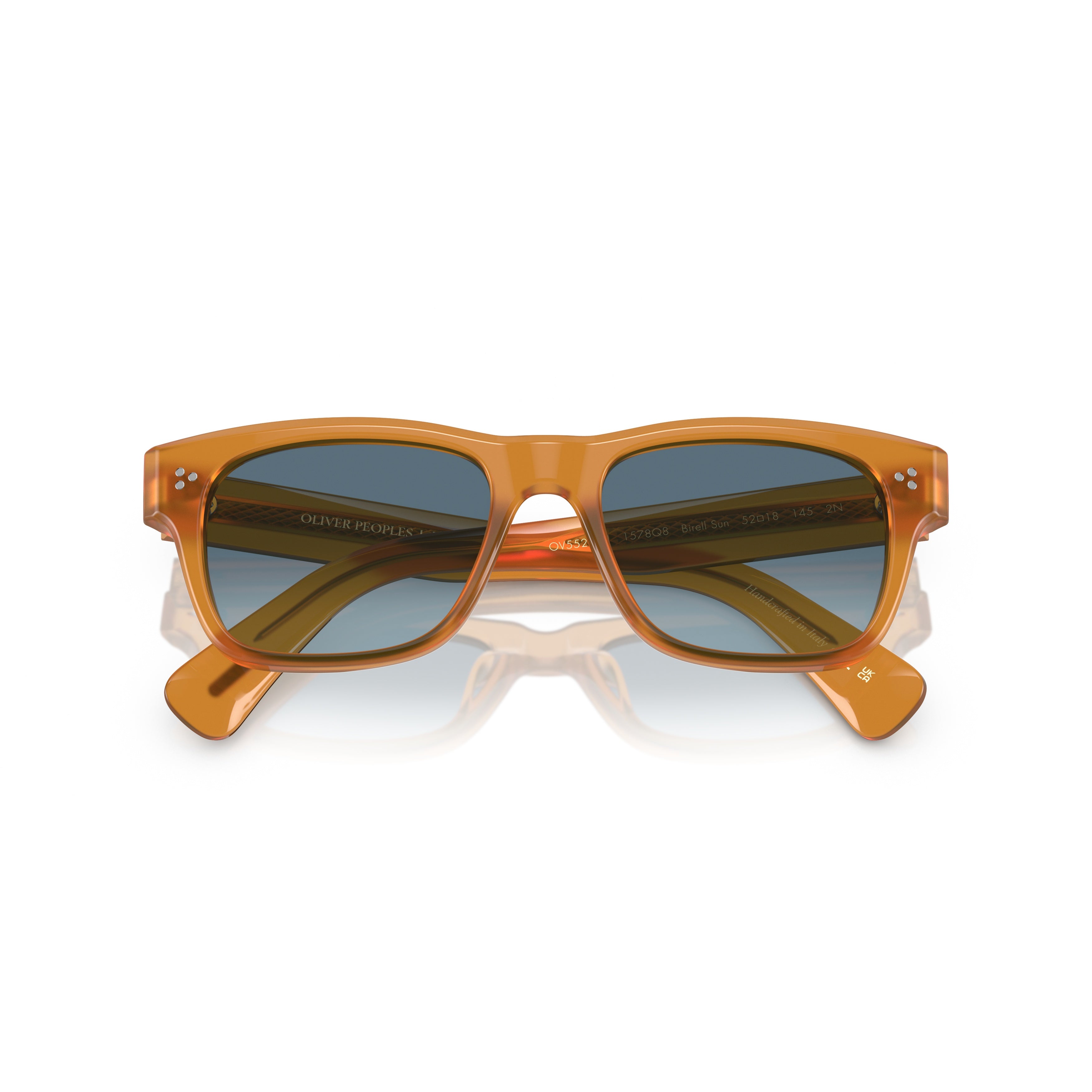 0ov5524su Translucent Amber Acetate Sunglasses with Gradient Blue Lenses