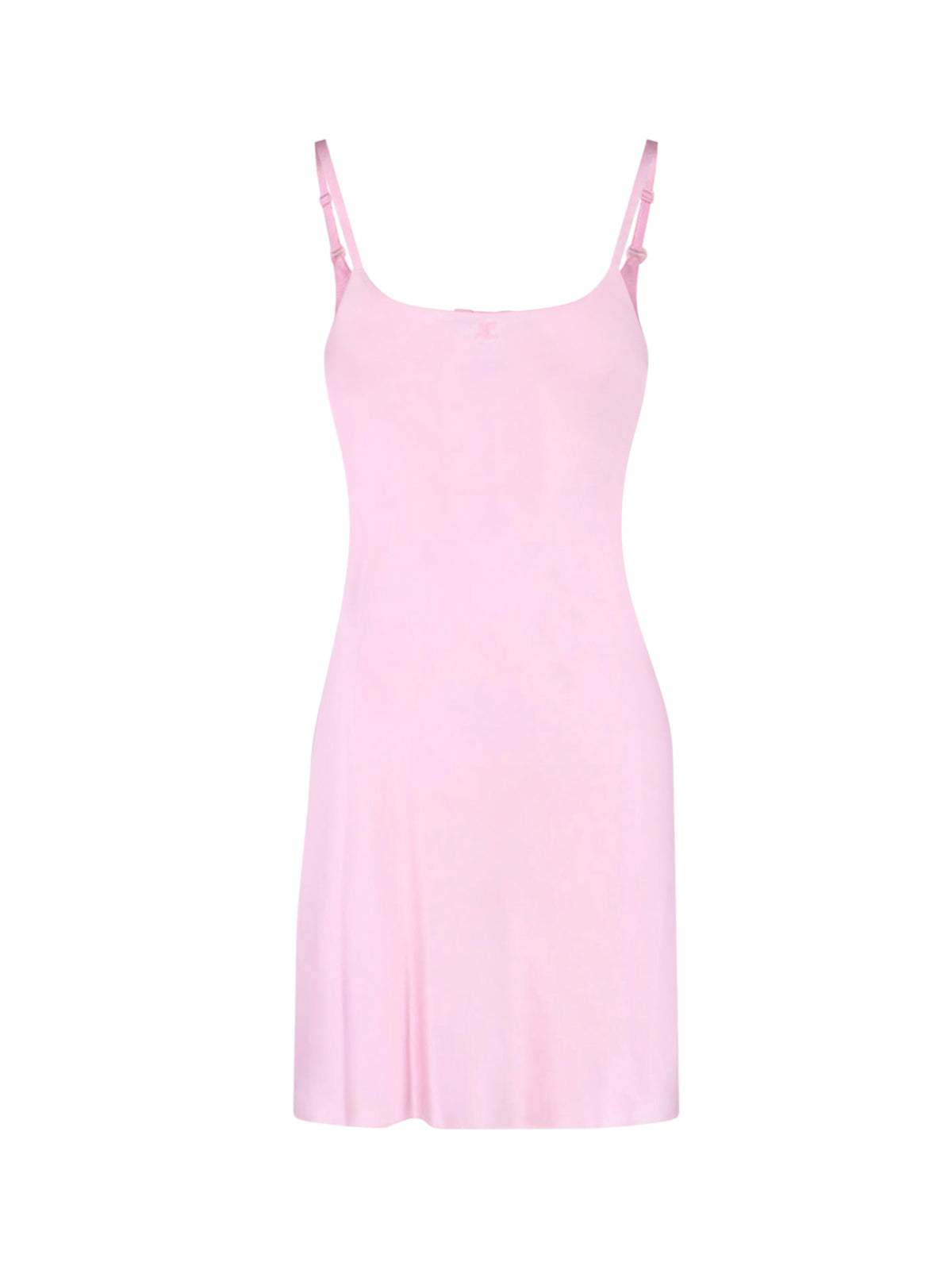 Pink Silk Embroidered Logo Mini Dress