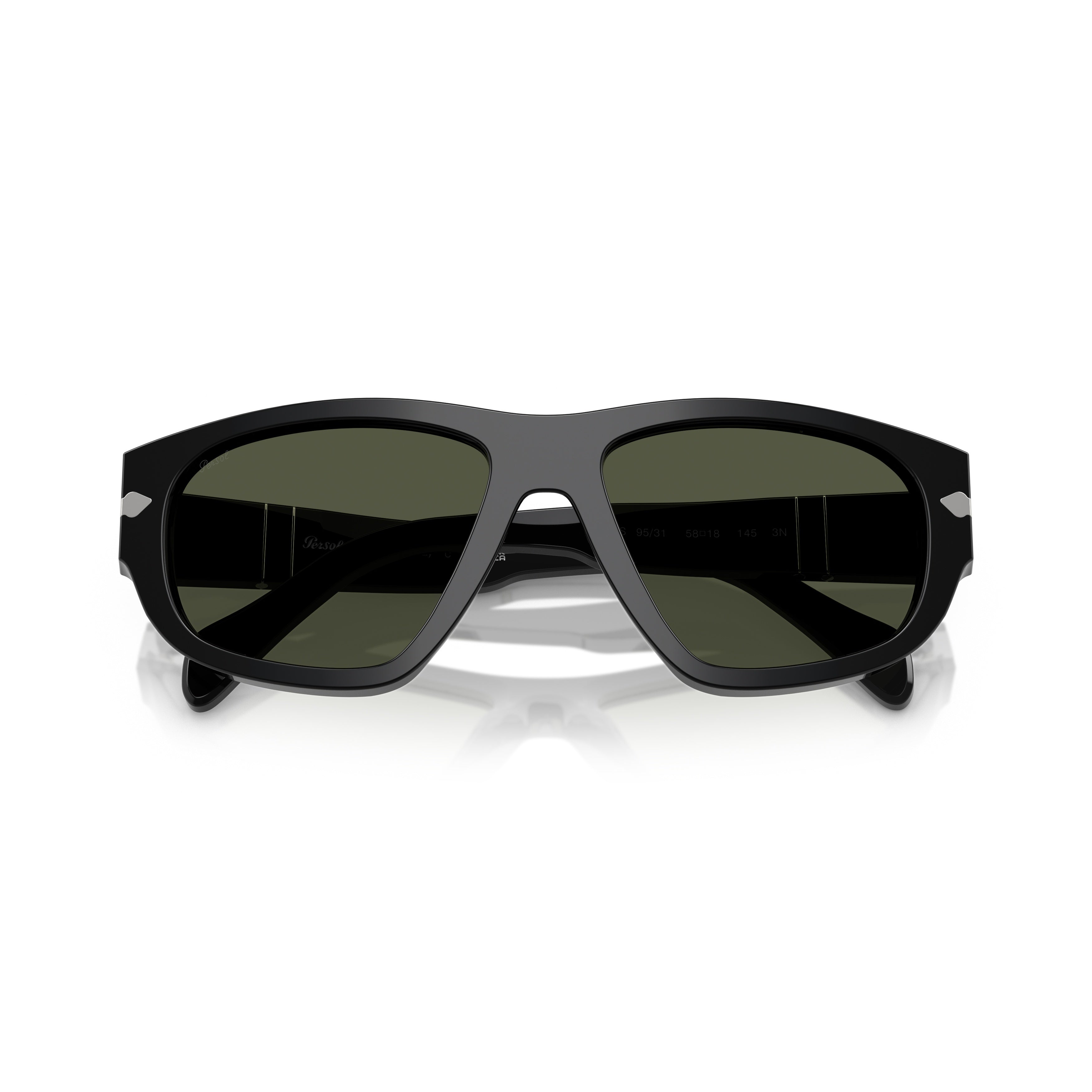 0po0050s Angular Black Acetate Sunglasses with Silver Arrow Detail