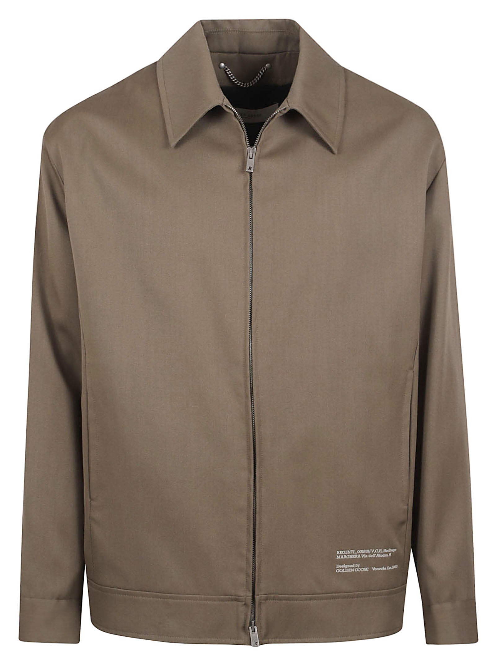 Brown Jacket with Pointed Collar and Star Embellishments