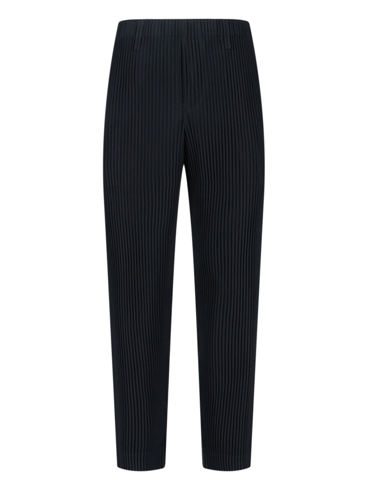 Pleated Black Trousers with Elastic Waistband