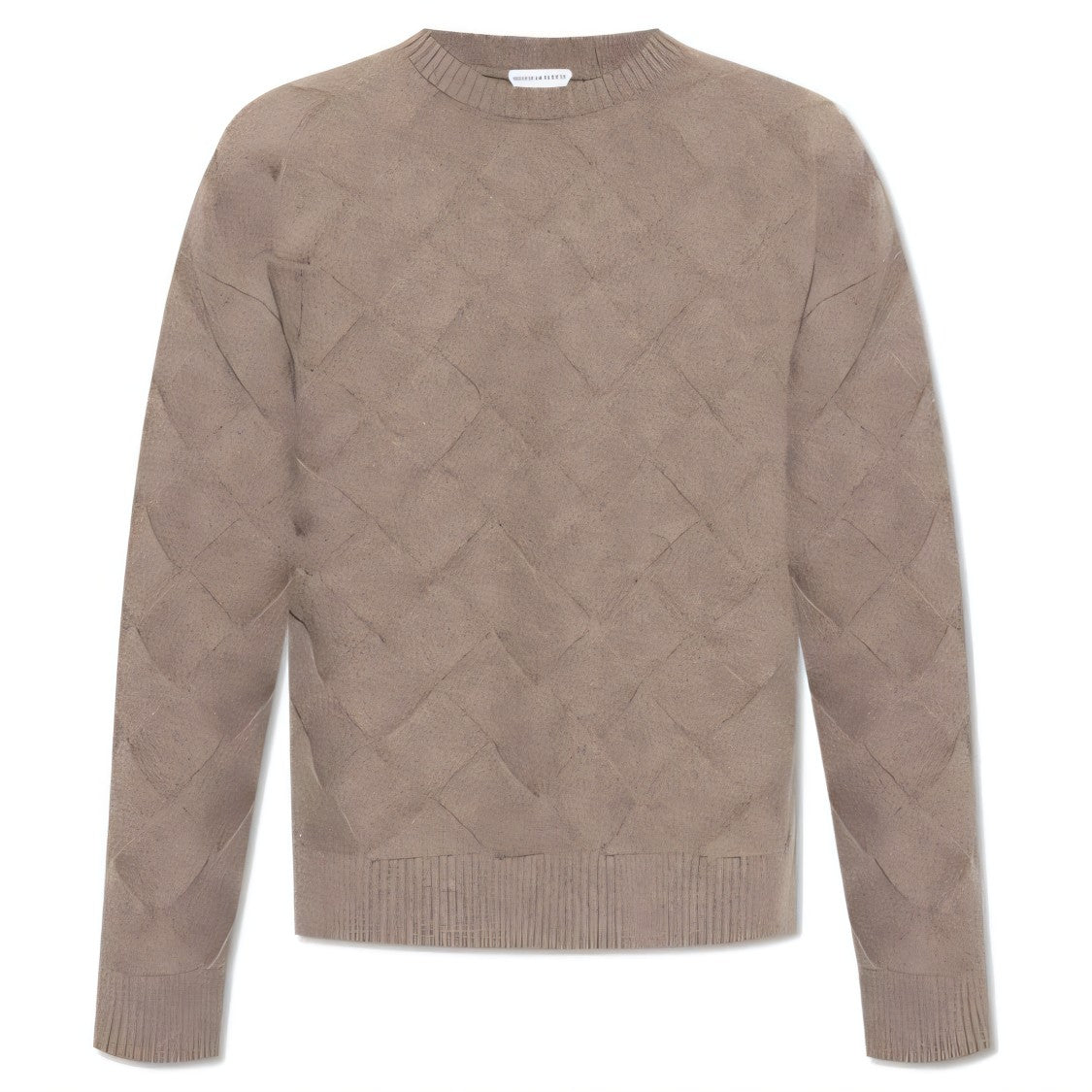 Textured Diamond Pattern Wool Blend Sweater