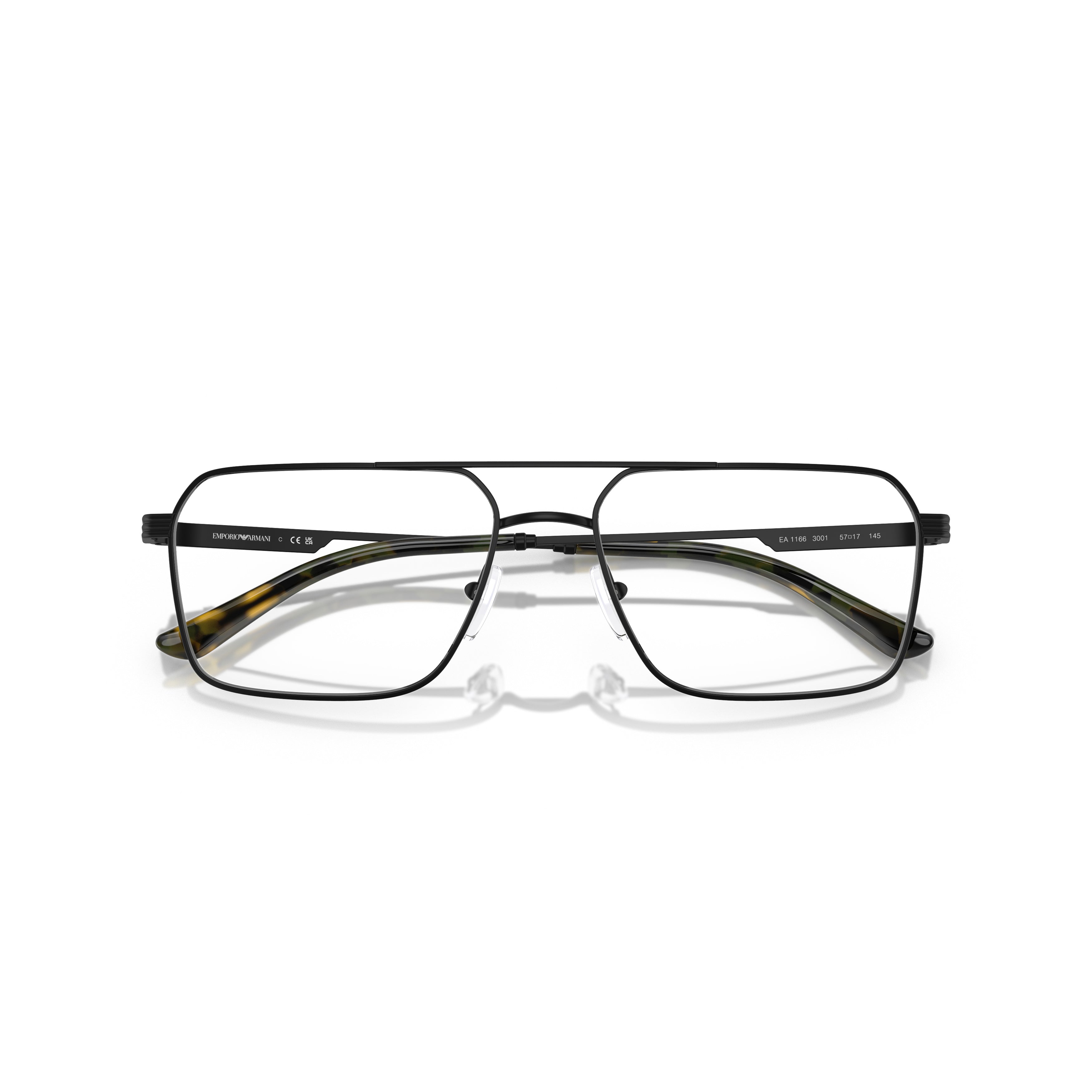 0ea1166 Rectangular Metal Frame Eyeglasses with Double Bridge Design