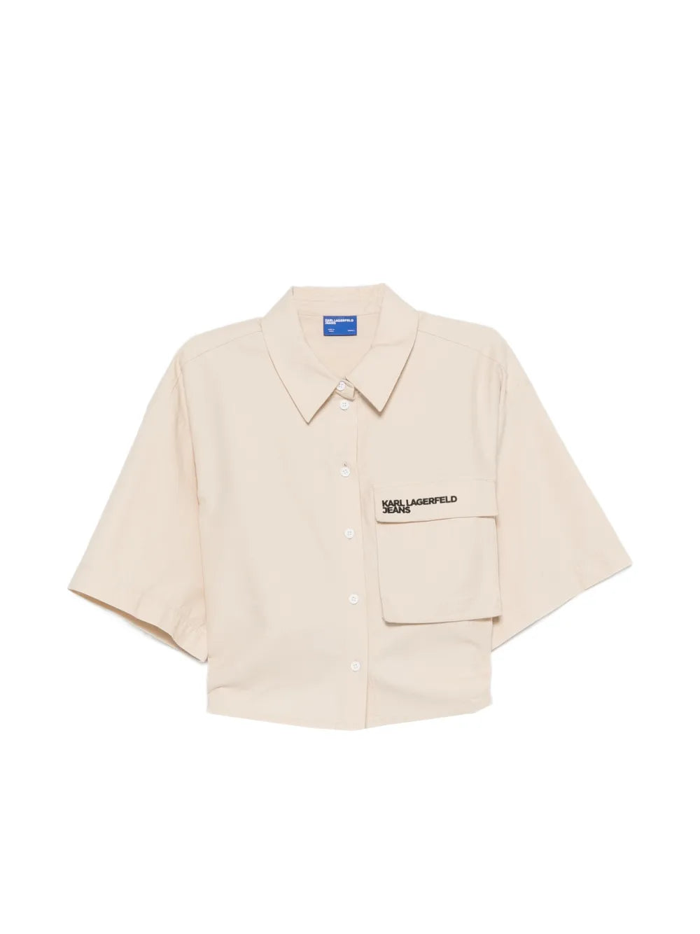 Cropped Boxy Shirt with Flap Pocket