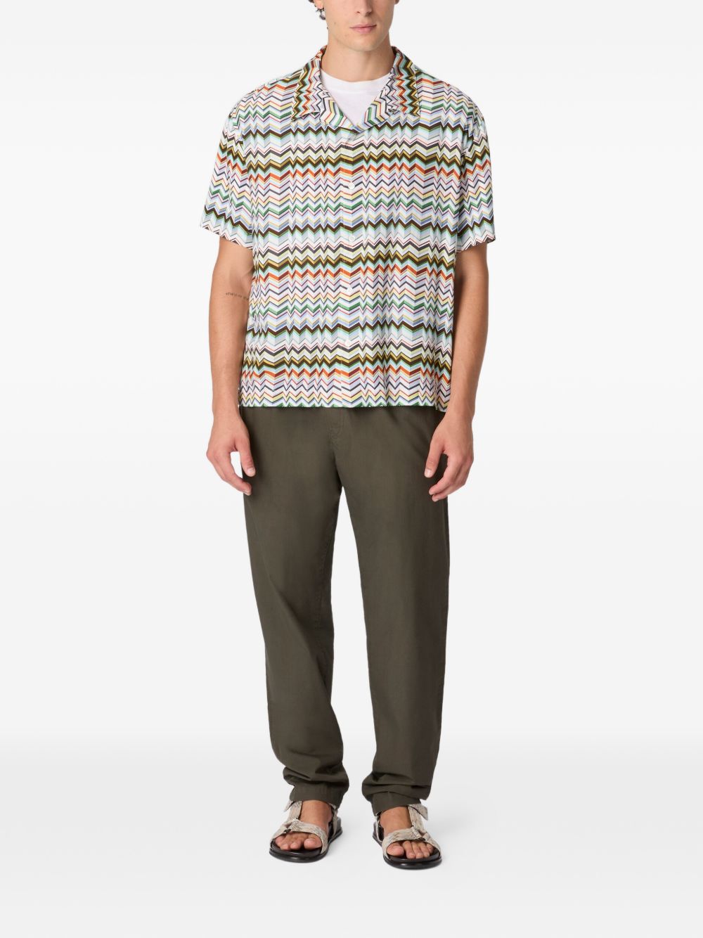 Irregular Zigzag Print Short-Sleeved Shirt