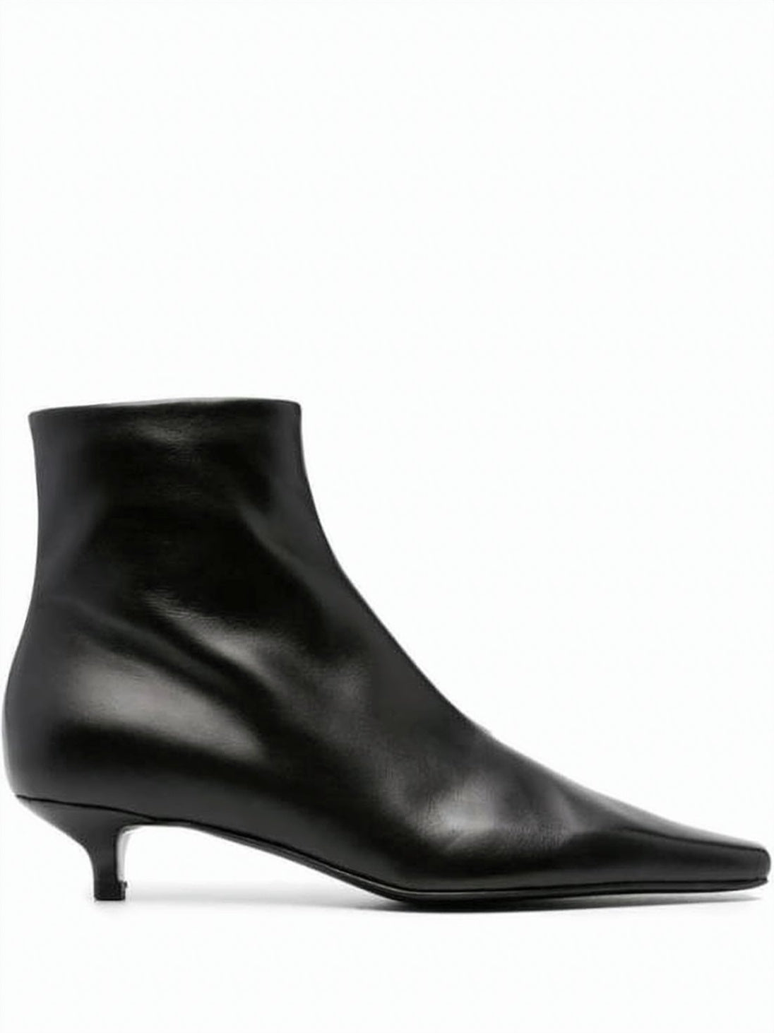 Smooth Leather Ankle Boots with Pointed Toe