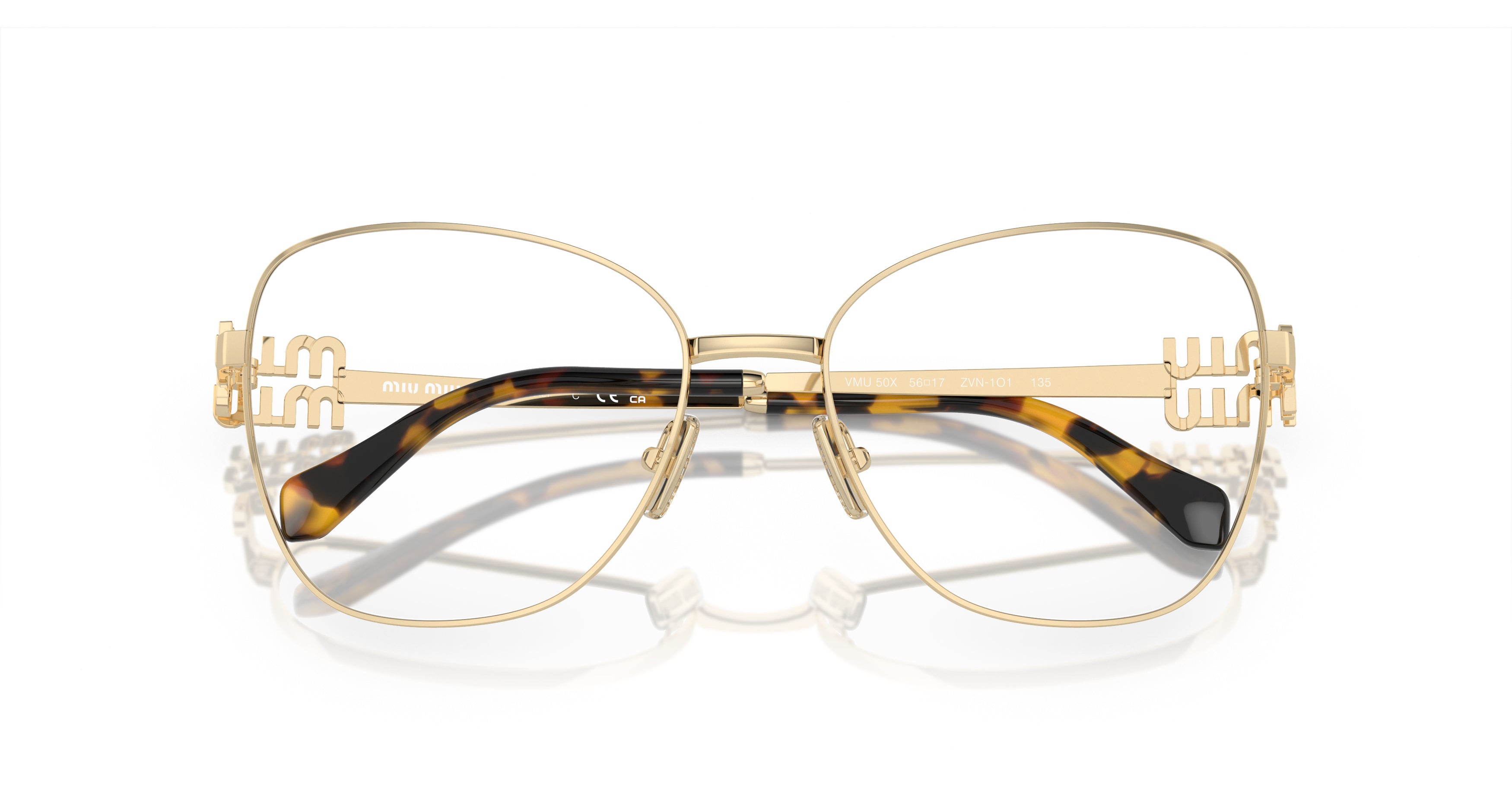 0mu 50xv Oversized Gold Metal Frame Eyeglasses