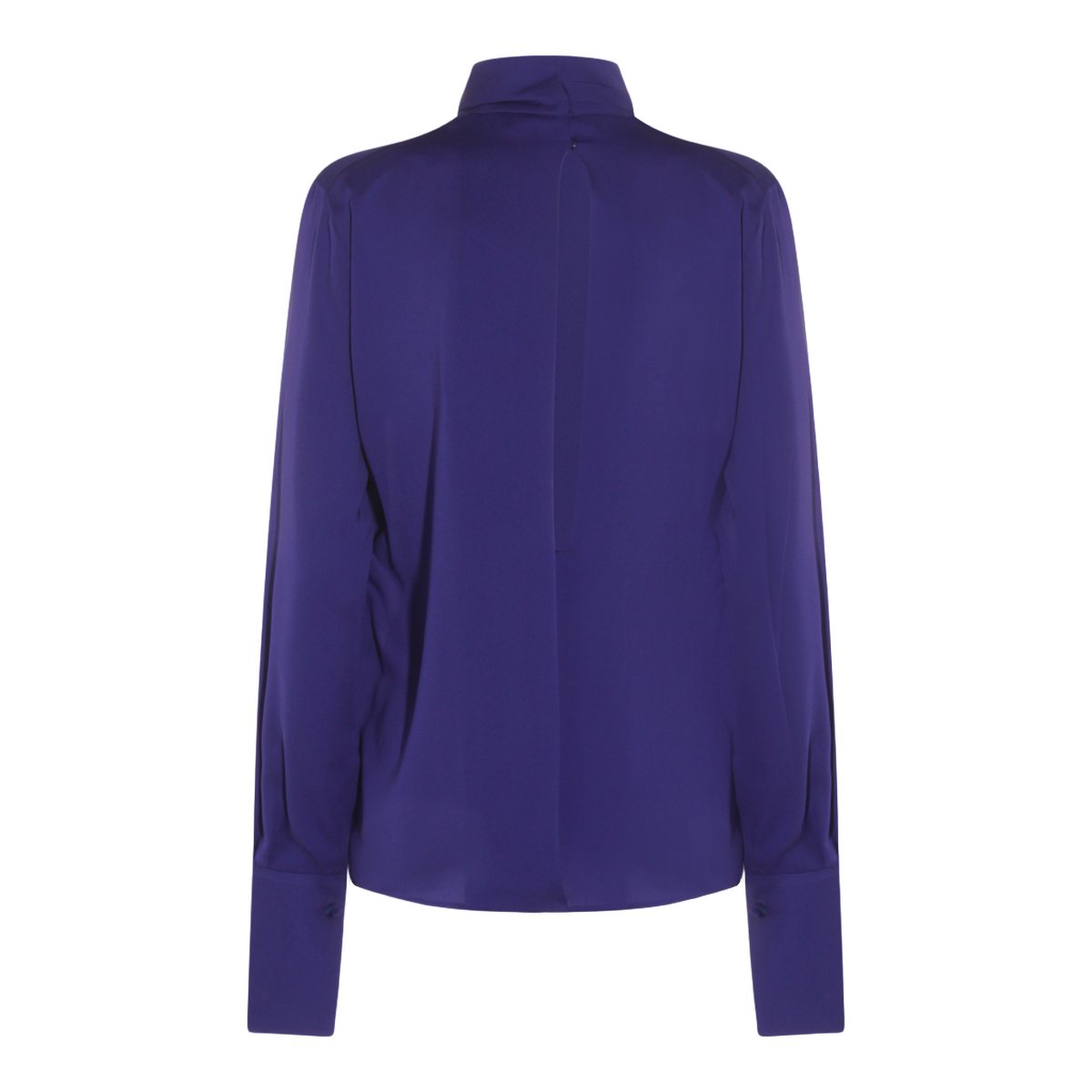 Satin-Finish Long-Sleeved Top with Draped Detail