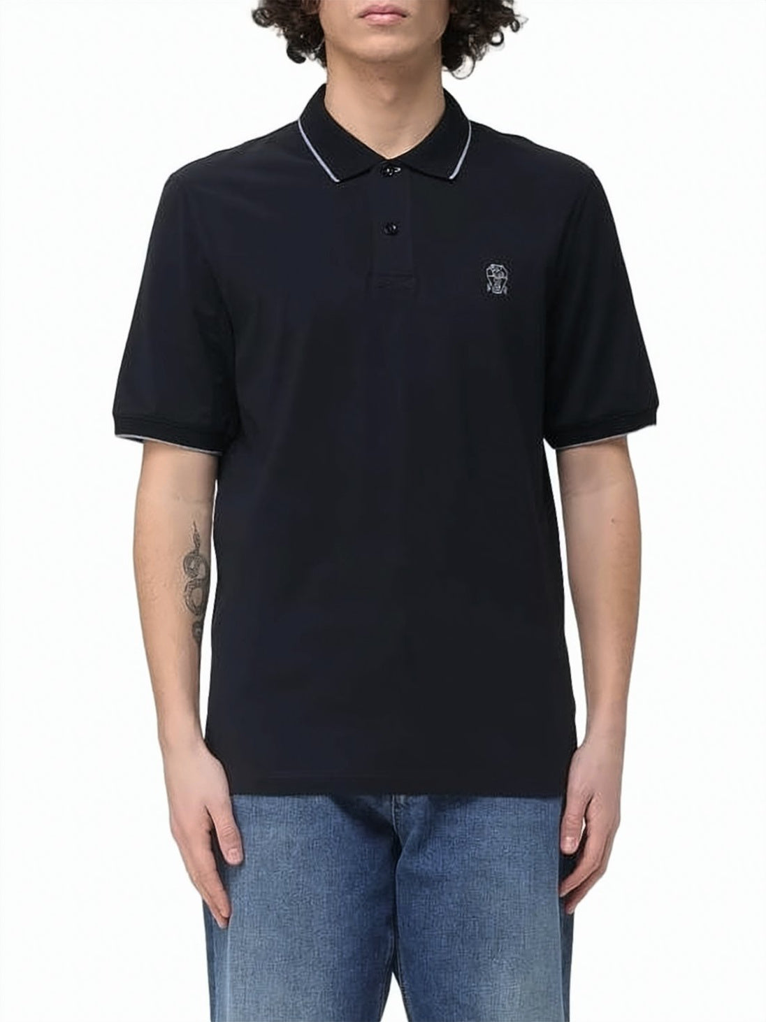 Short-Sleeve Polo Shirt with Contrast Piping