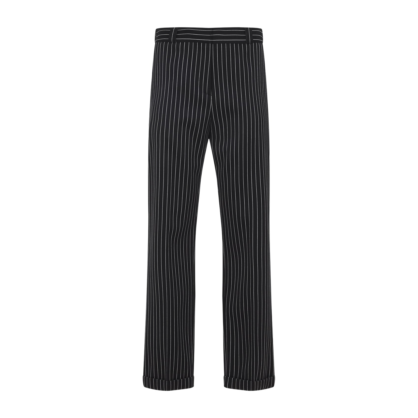 Tailored Straight-Leg Pants With Pinstripe Design