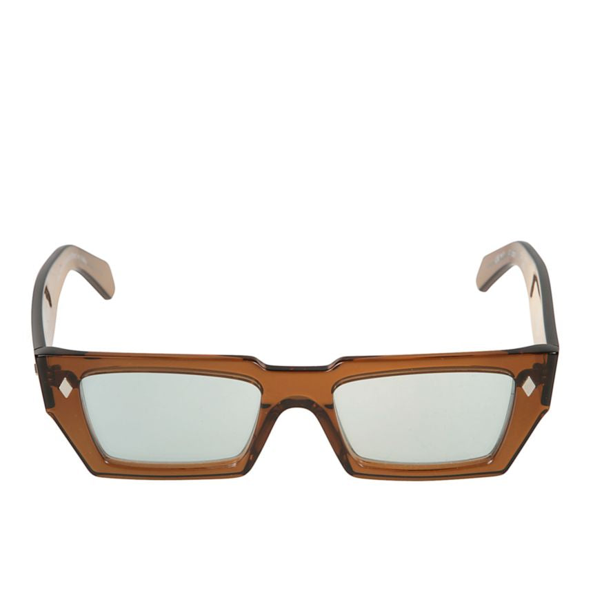 Disko Translucent Brown Rectangular Sunglasses with Diamond Accents