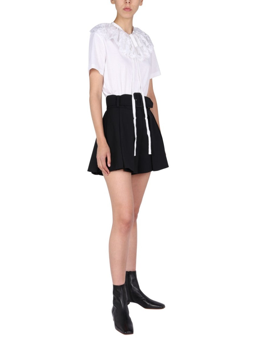 Intricate Lace Embroidery Collar T-Shirt