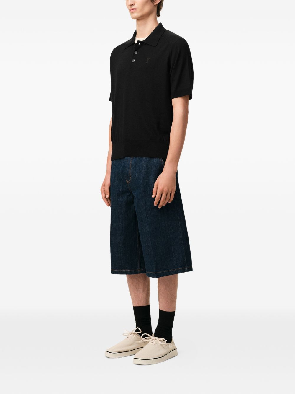 Short-Sleeve Polo Shirt with Chest Embroidery