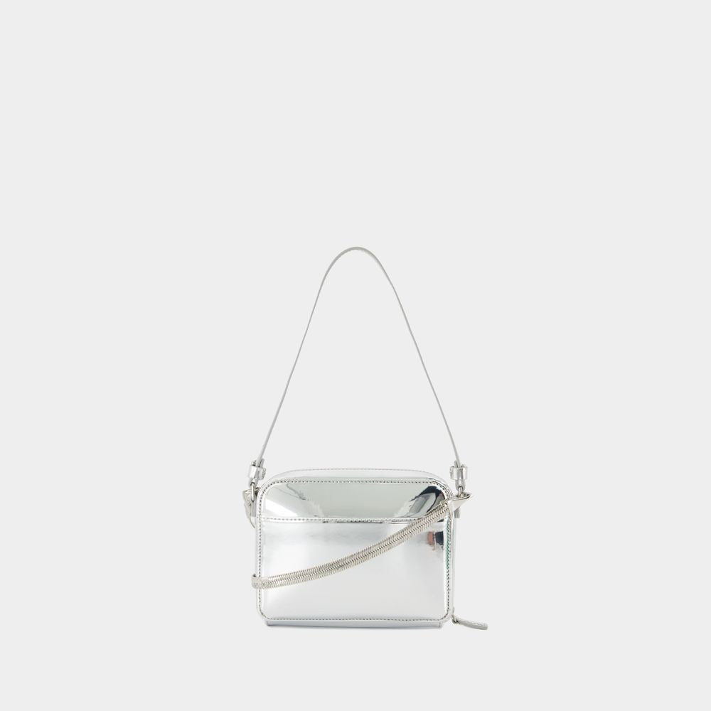 Cloud Chained Mirror Purse - Leather - Silver