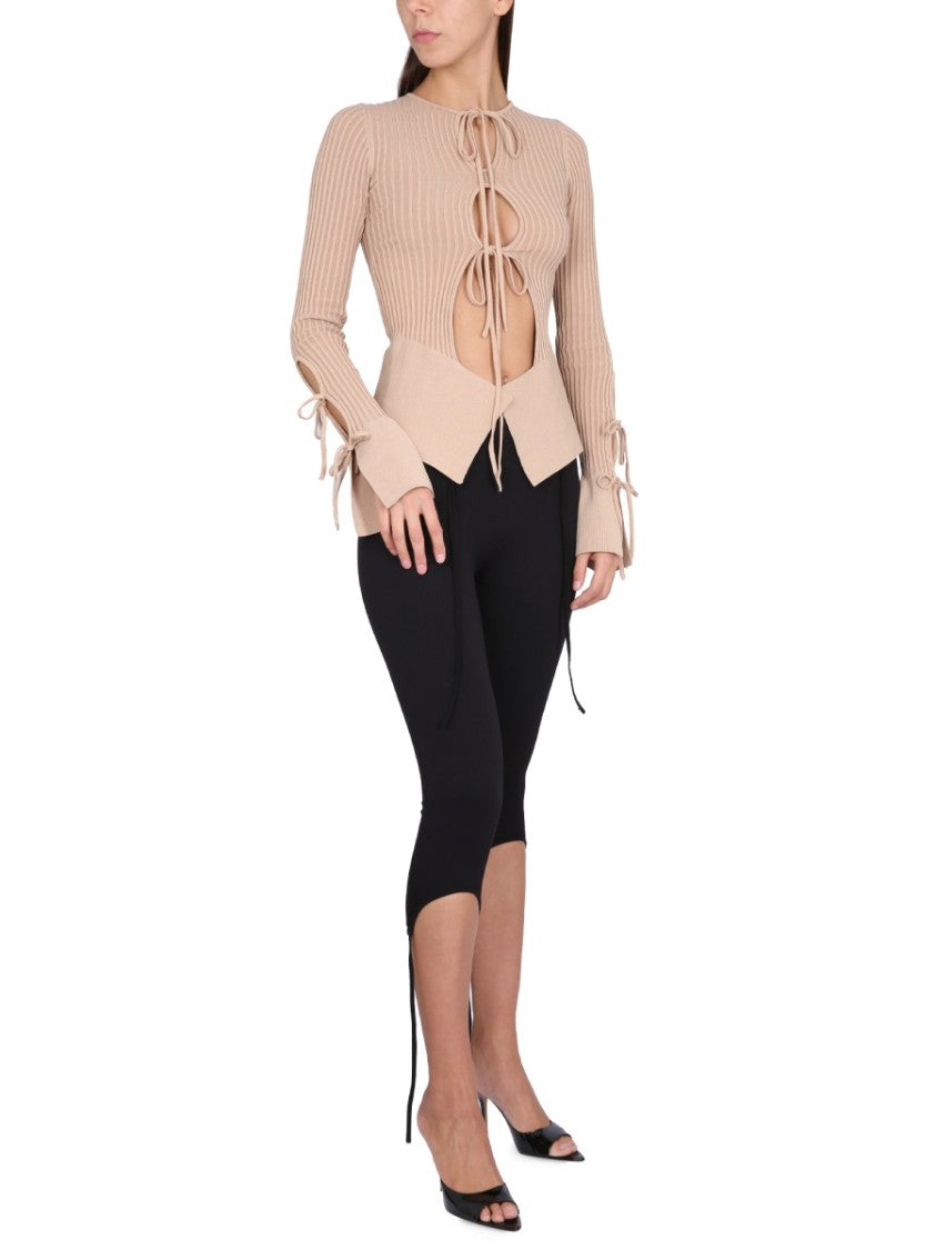 Knitted Cardigan With Adjustable Front Closure
