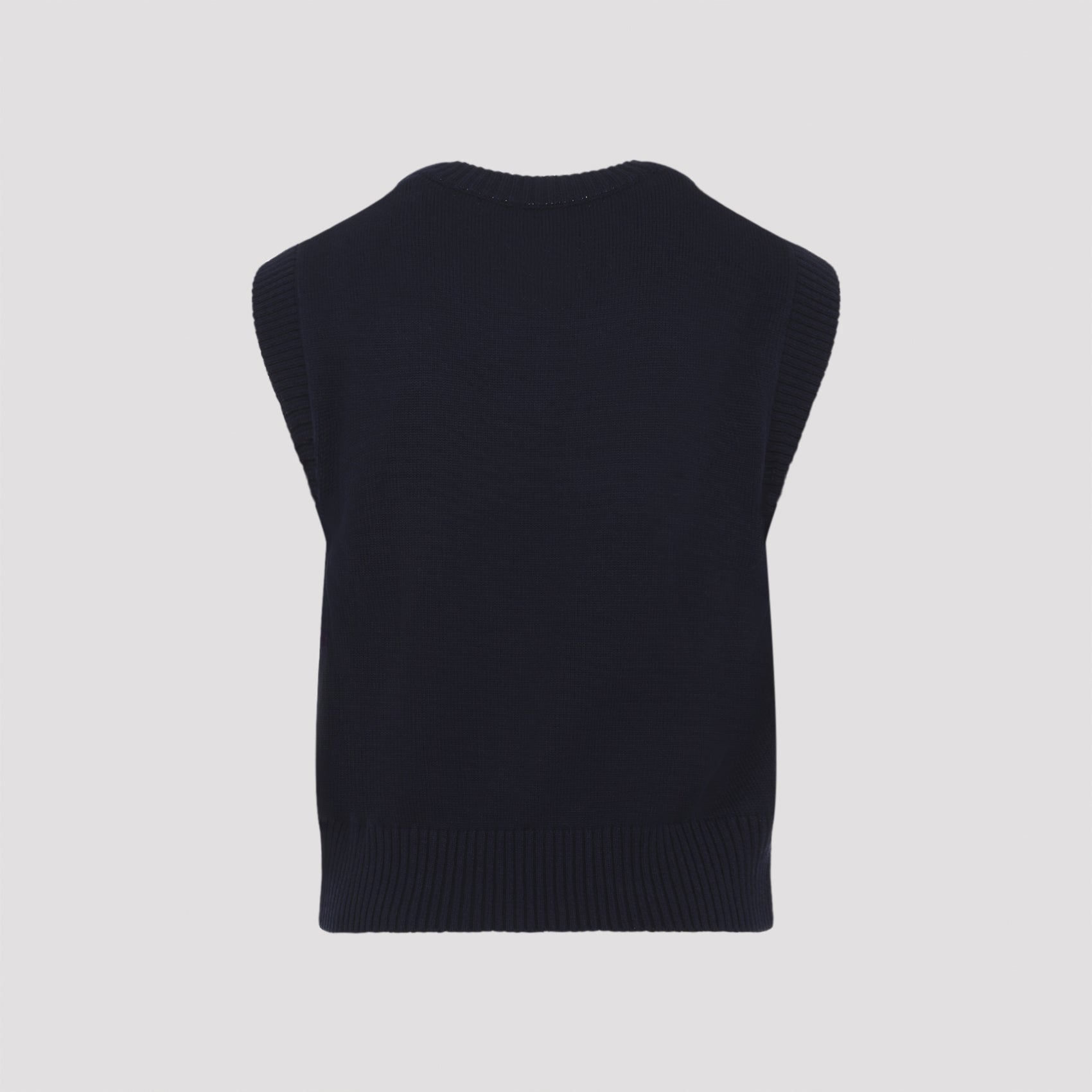 Sleeveless Knit Vest with Deep V-Neckline