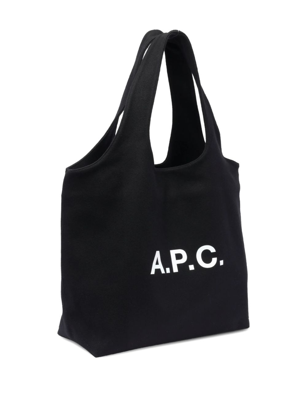 Structured Black Wool Blend Tote Bag