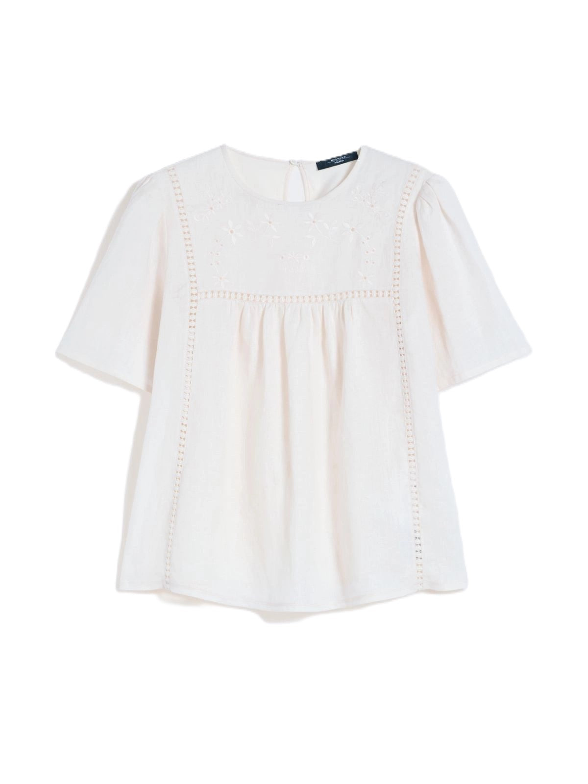 White Eyelet Embroidered Puff Sleeve Top