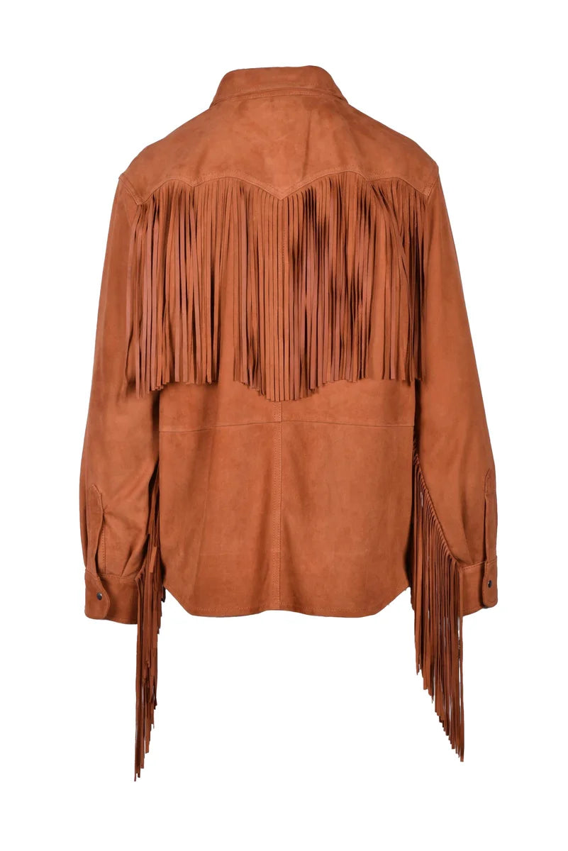 Suede Leather Shirt - Cognac
