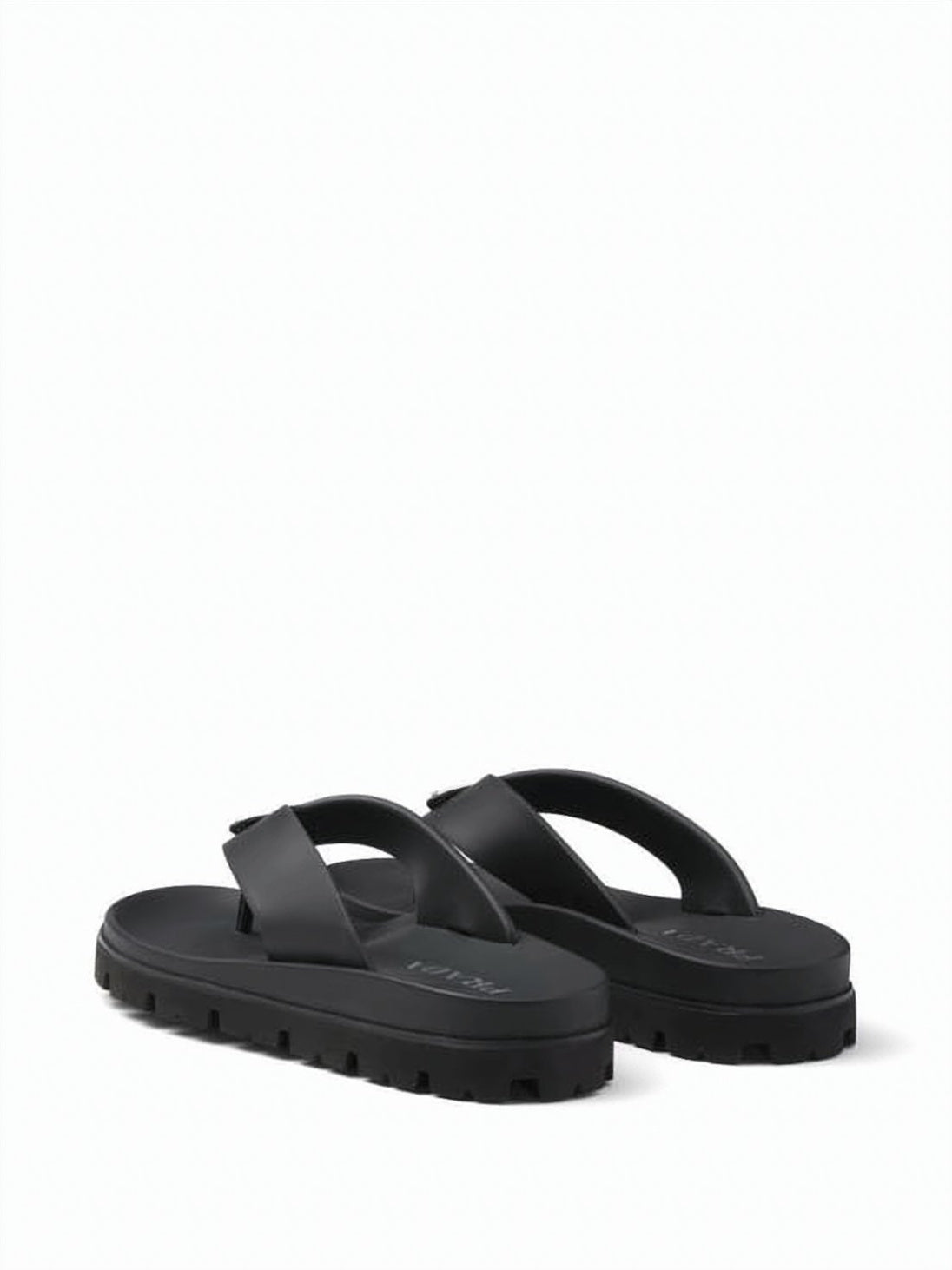 Contoured Black Eva Slip-On Sandals With Triangular Logo