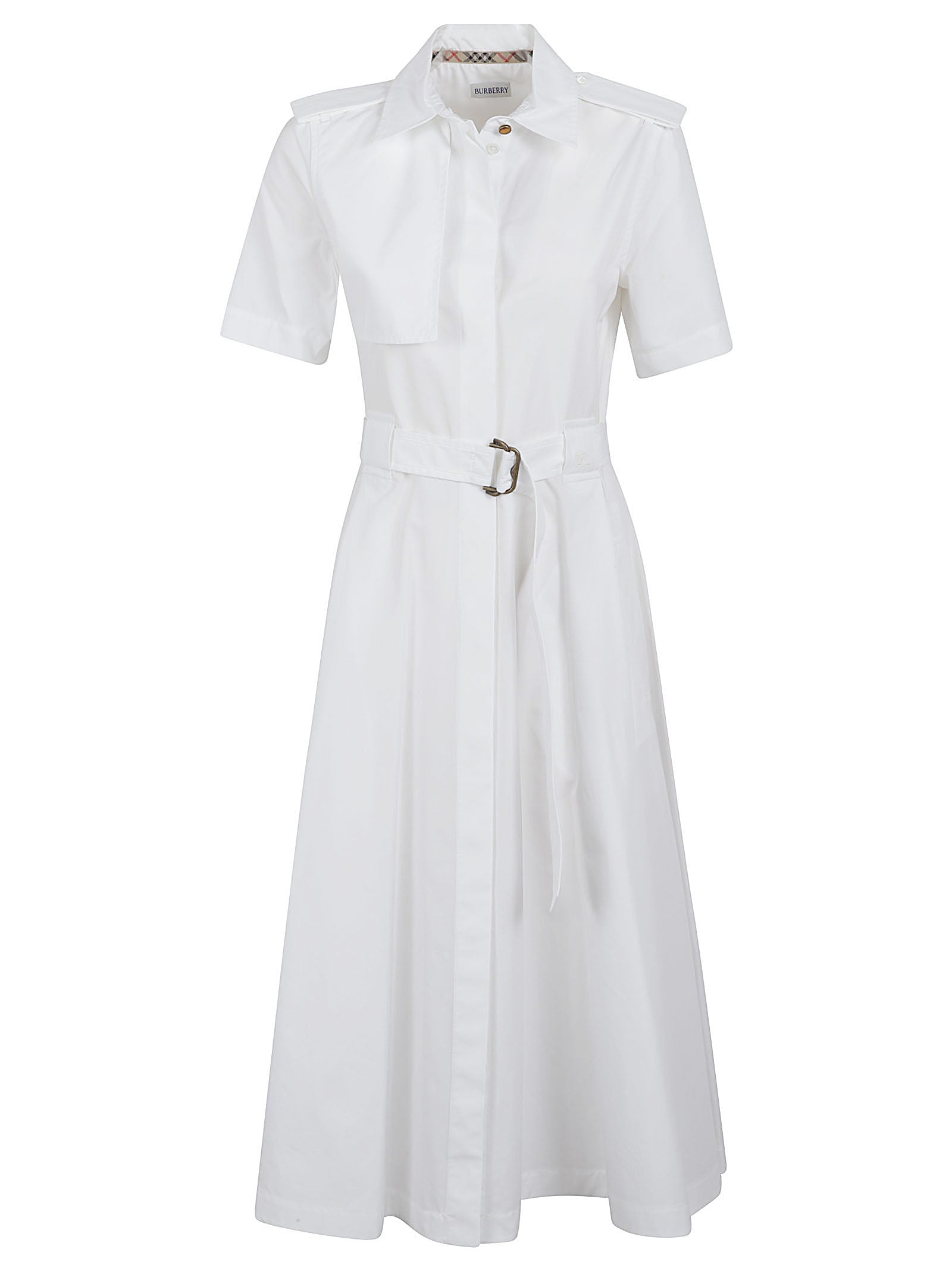 Structured White Shirt Dress with Belted Waist