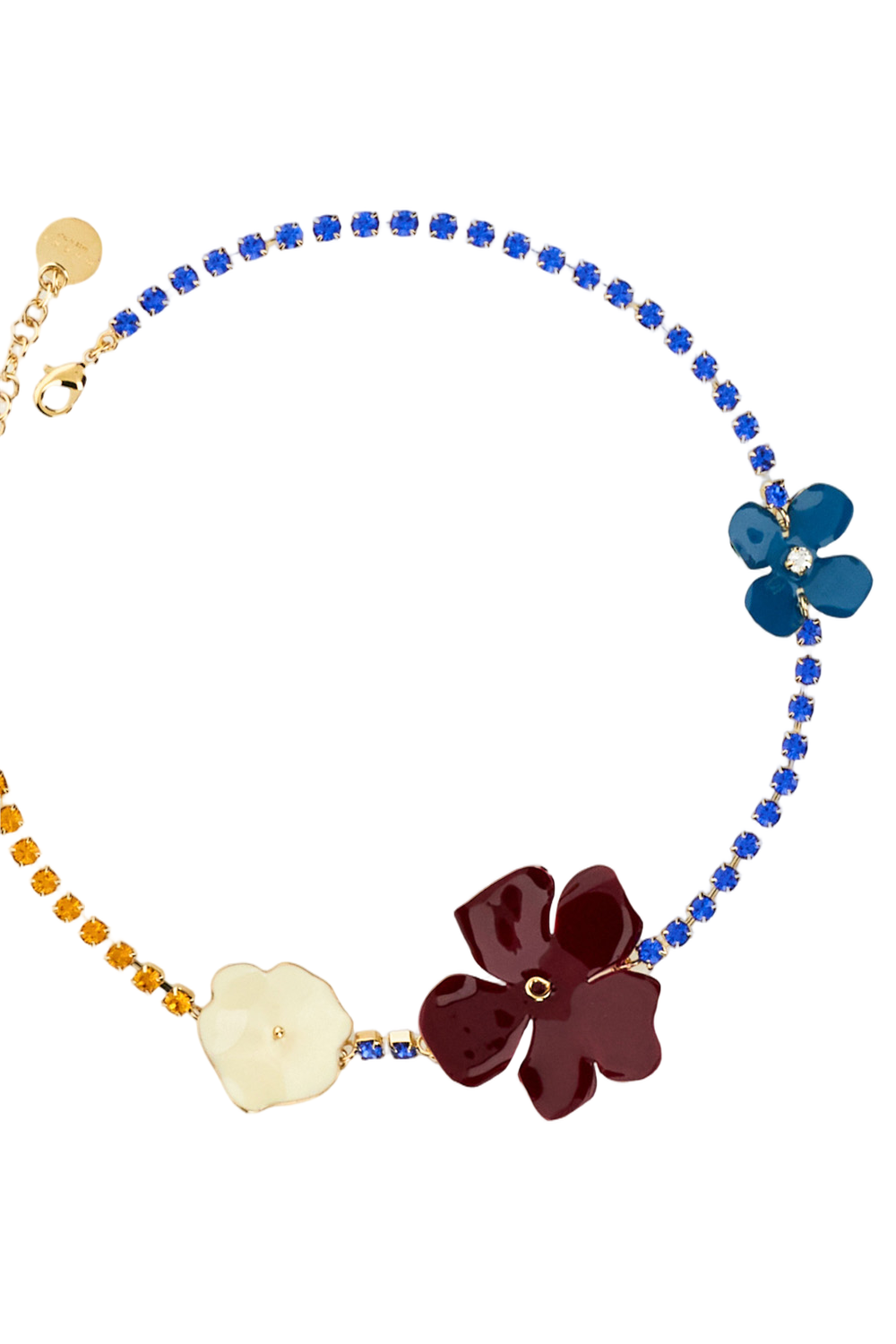 Floral Charm Choker Necklace With Classic Clasp