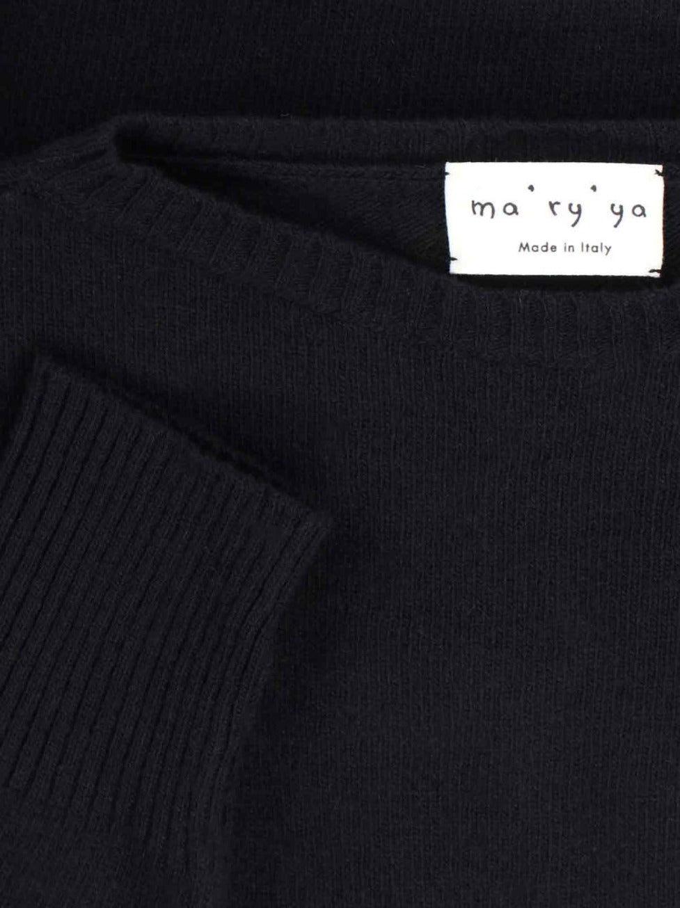 Black Knit Sweater With Round Neckline And Ribbed Finishes