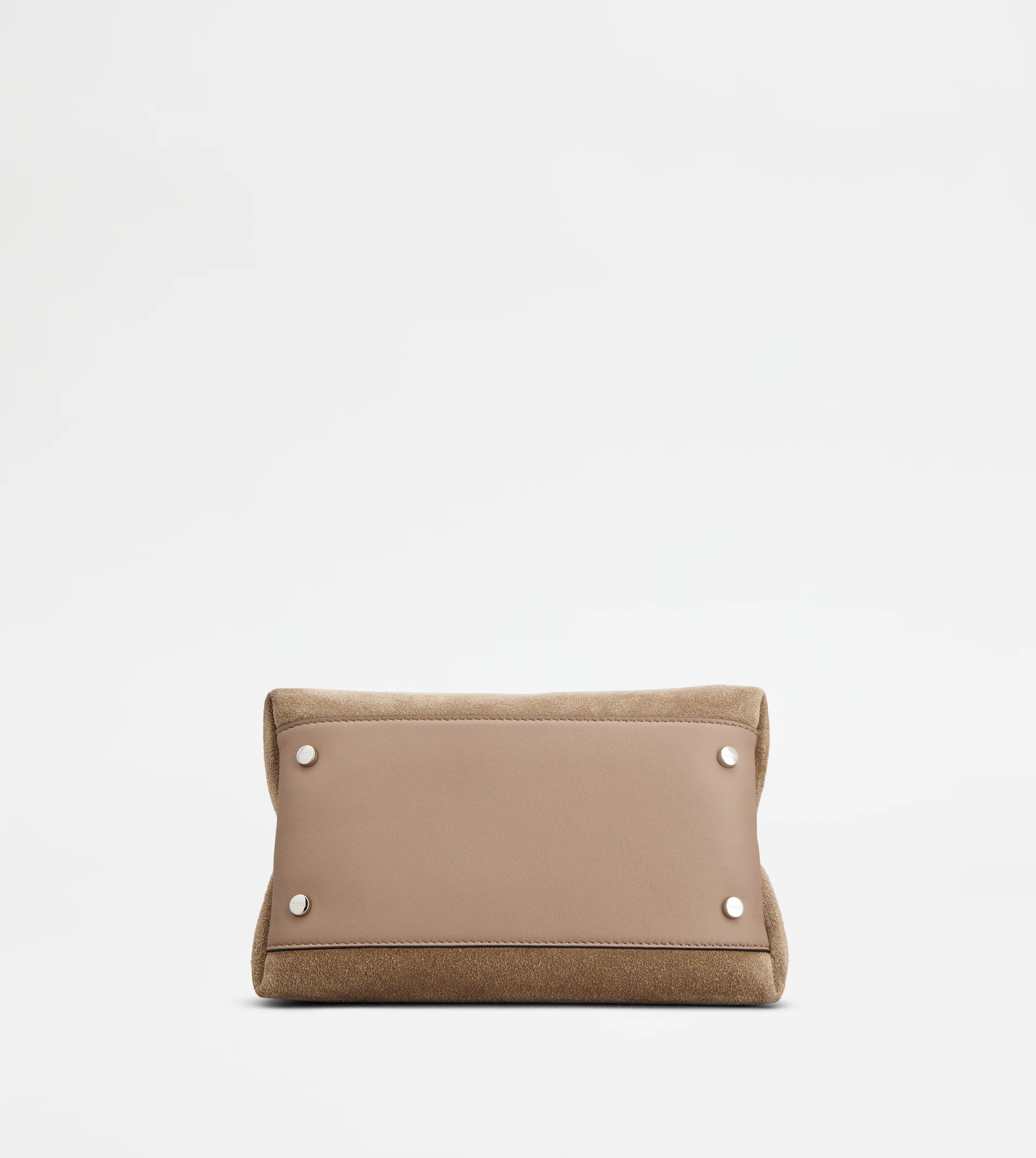 Structured Suede Shoulder Bag with Embossed Logo