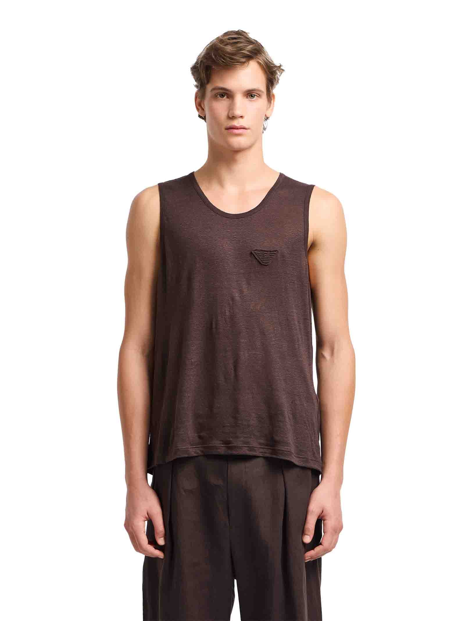 Stretch Linen Crew Neck Tank Top