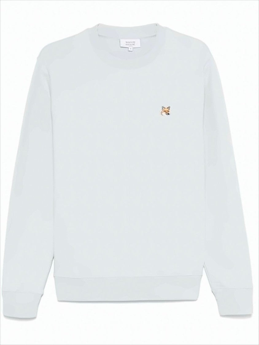 Light Grey Crewneck Sweatshirt with Embroidered Fox Logo