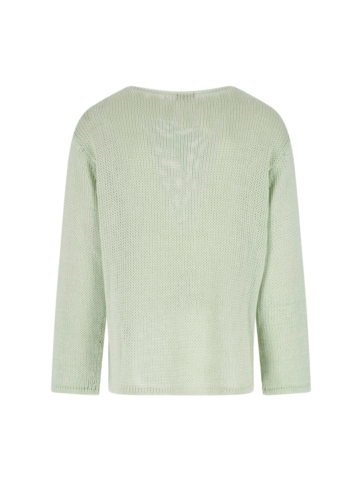 Green Round Neck Linen Blend Sweater