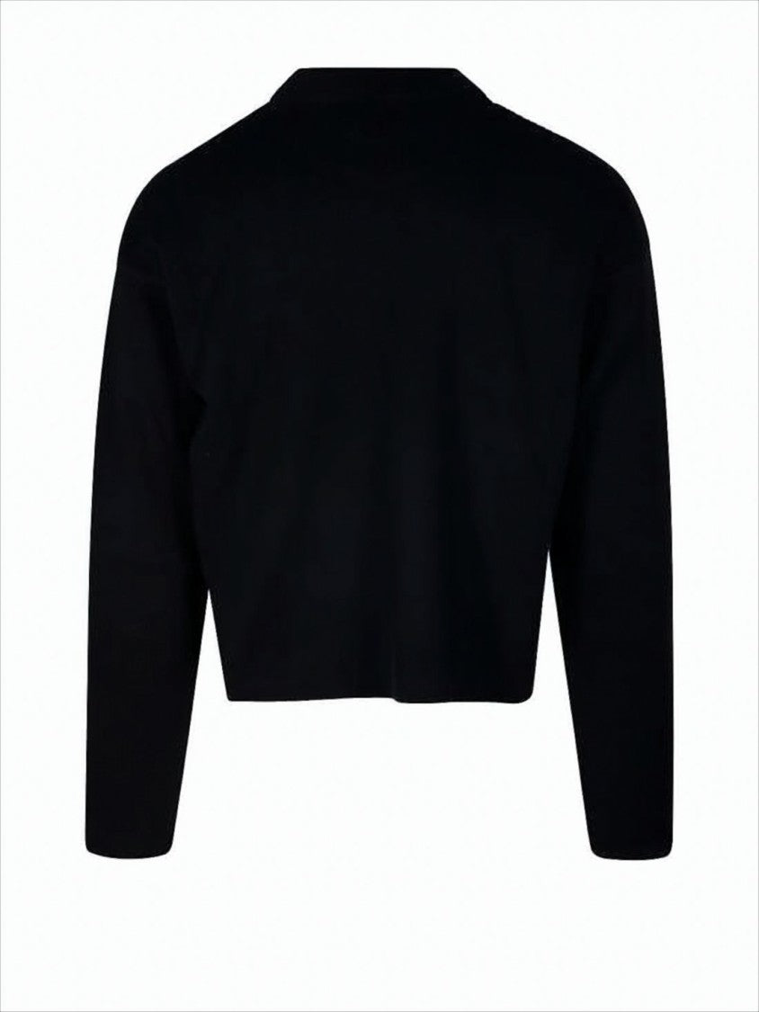 Cropped Black Sweater With Minimalist Design And Iconic Logo