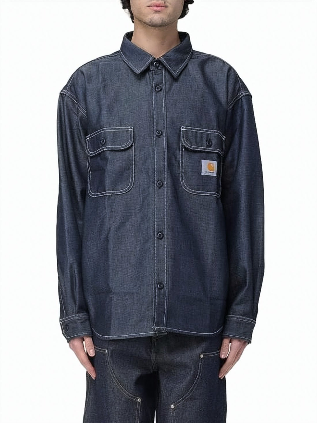 Deep Indigo Blue Denim Jacket with Flap Pockets