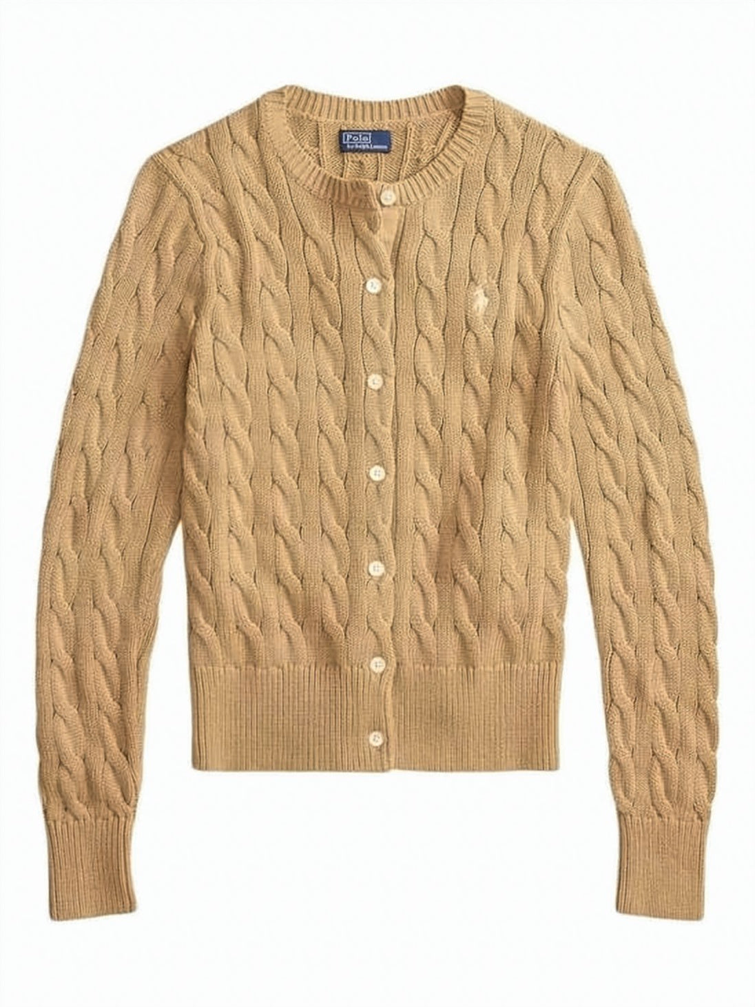 Cable Knit Cardigan With Round Neckline