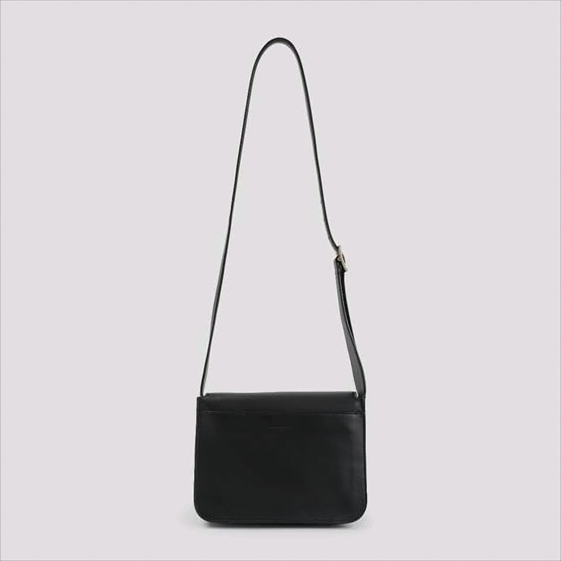 Structured Leather Shoulder Bag with Metallic Logo Emblem