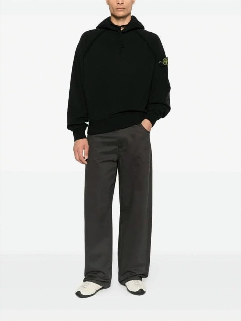 Relaxed Fit Black Hoodie with Distinctive Patch Logo