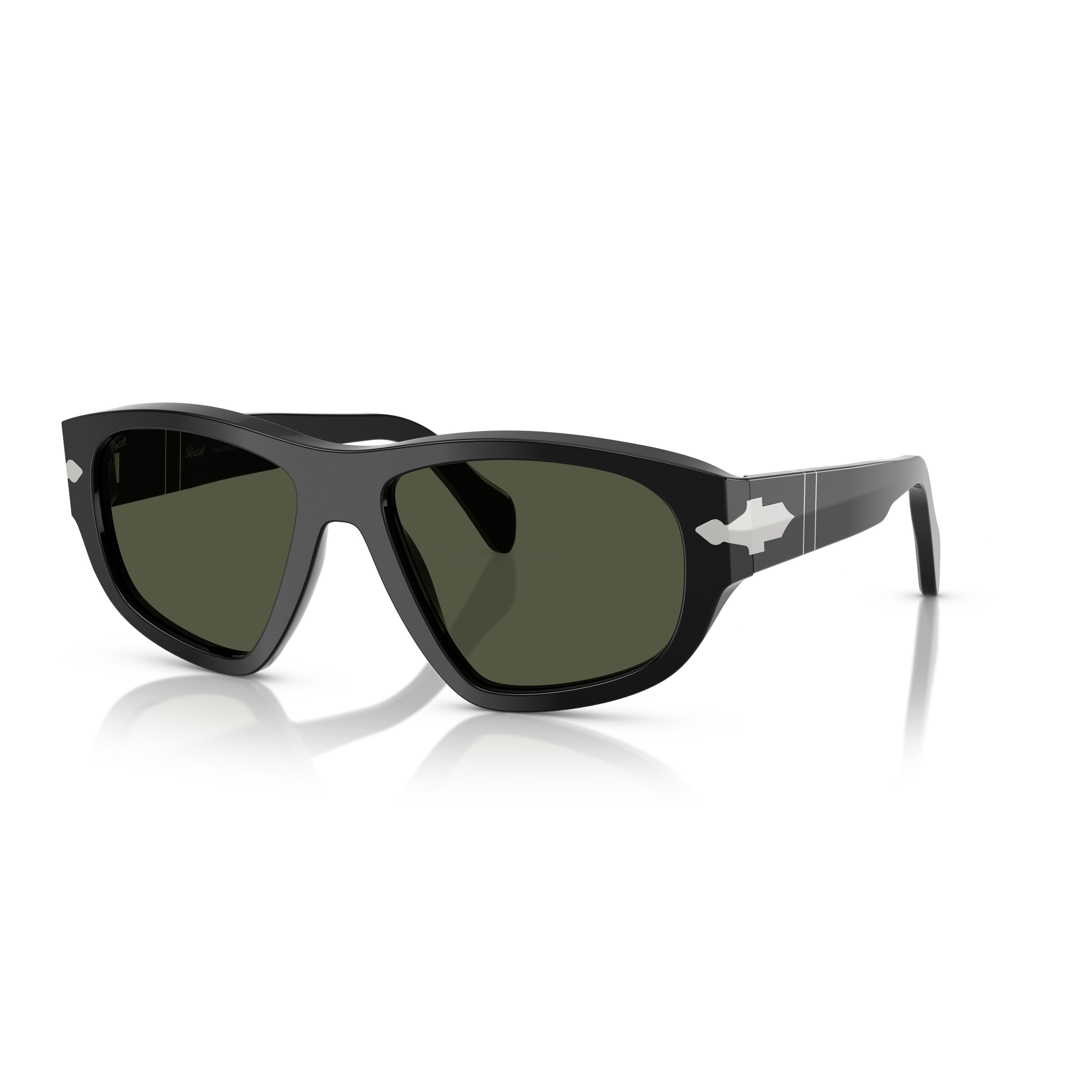 0po0050s Angular Black Acetate Sunglasses with Silver Arrow Detail