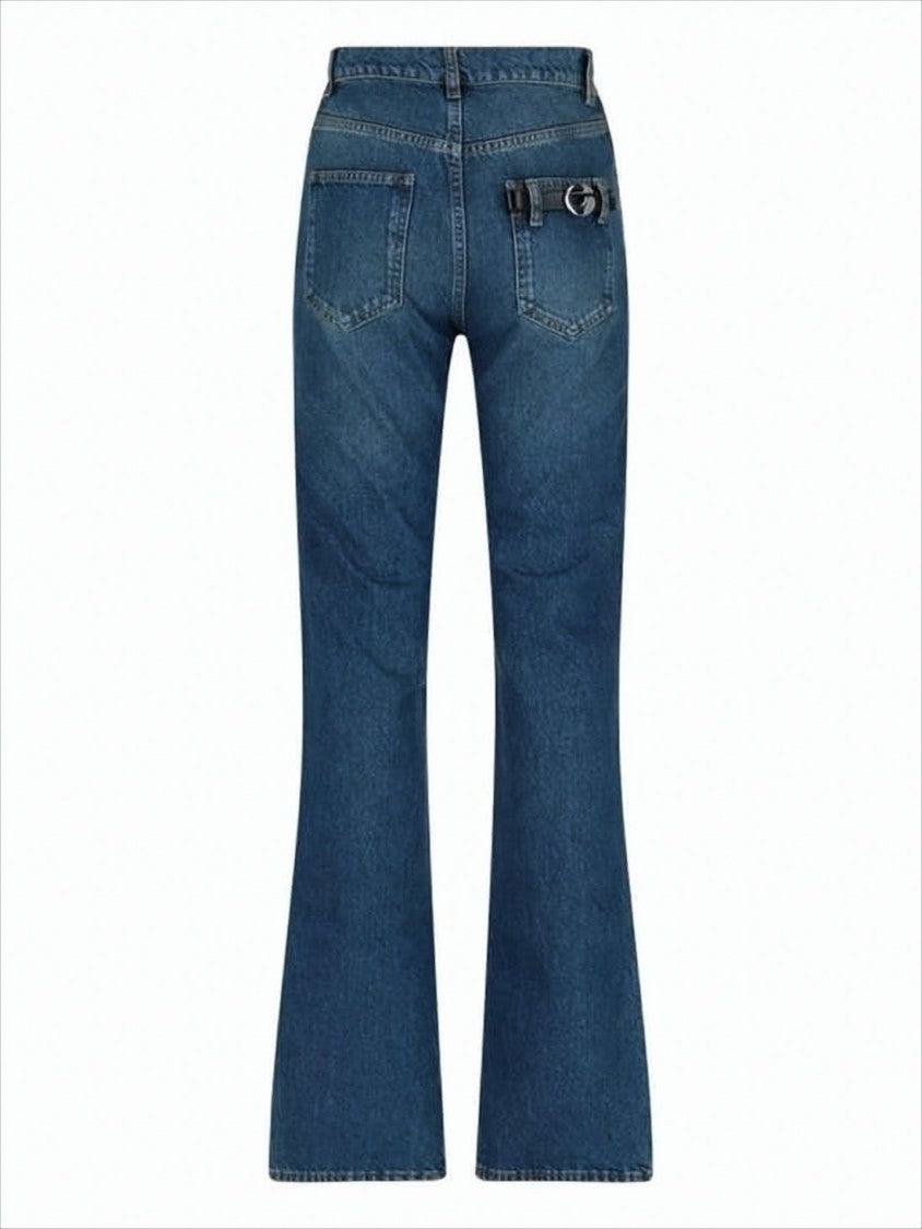 High-Waist Denim Pants with Flared Leg