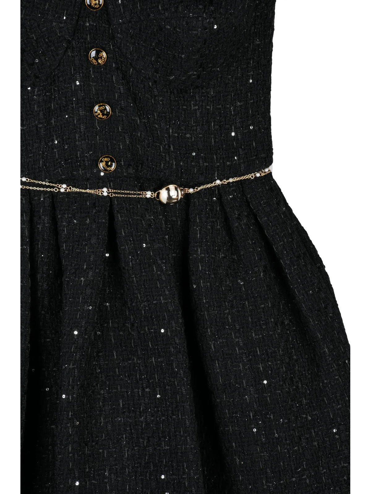Black Cotton Acrylic Polyester Viscose Polyamide Women Dress