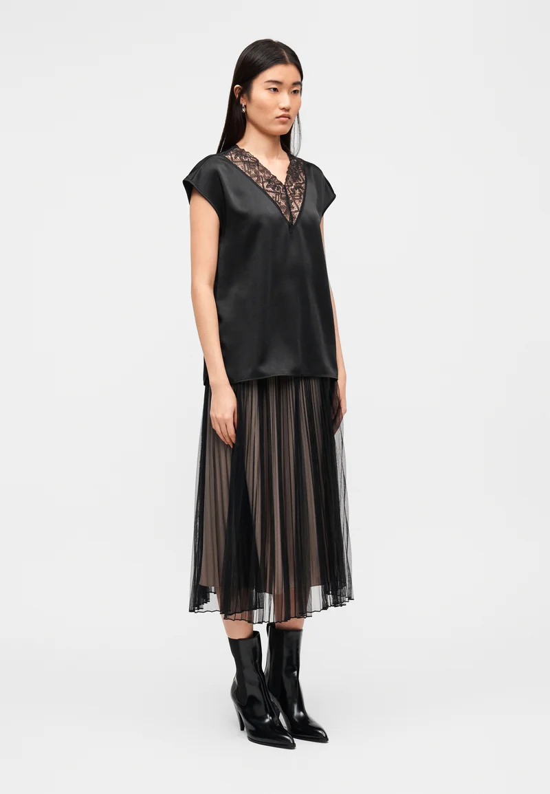 Black Cotton Blend Tank Top
